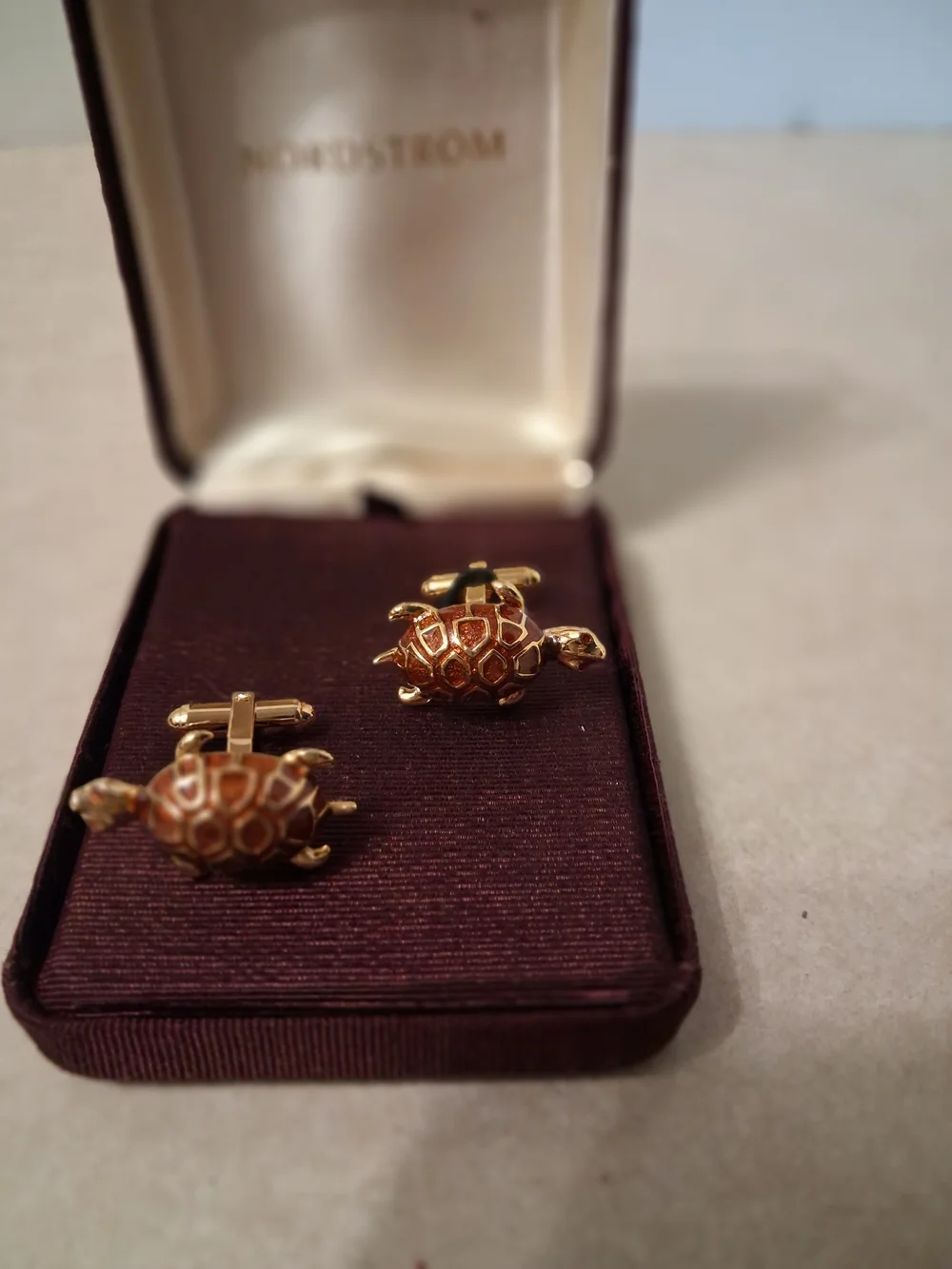 Nordstrom Gold and Red Turtle Cuff Links